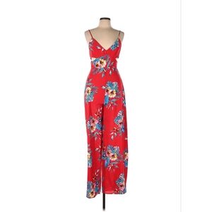 Red floral jumpsuit size large women